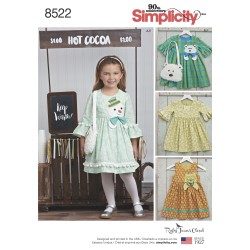 Pige kjole og taske snitmønster Simplicity 8522