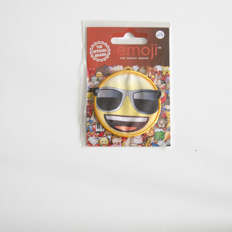 Emoji Smiley m/solbriller strygemærke Ø cm