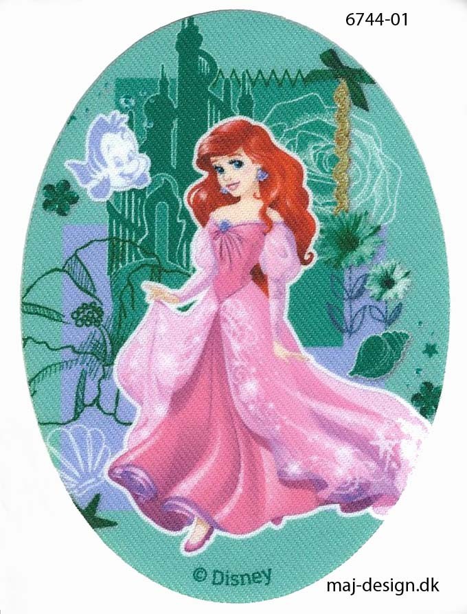 dør skole Indirekte Disney prinsesse Ariel Printet strygelap oval 11x8 cm